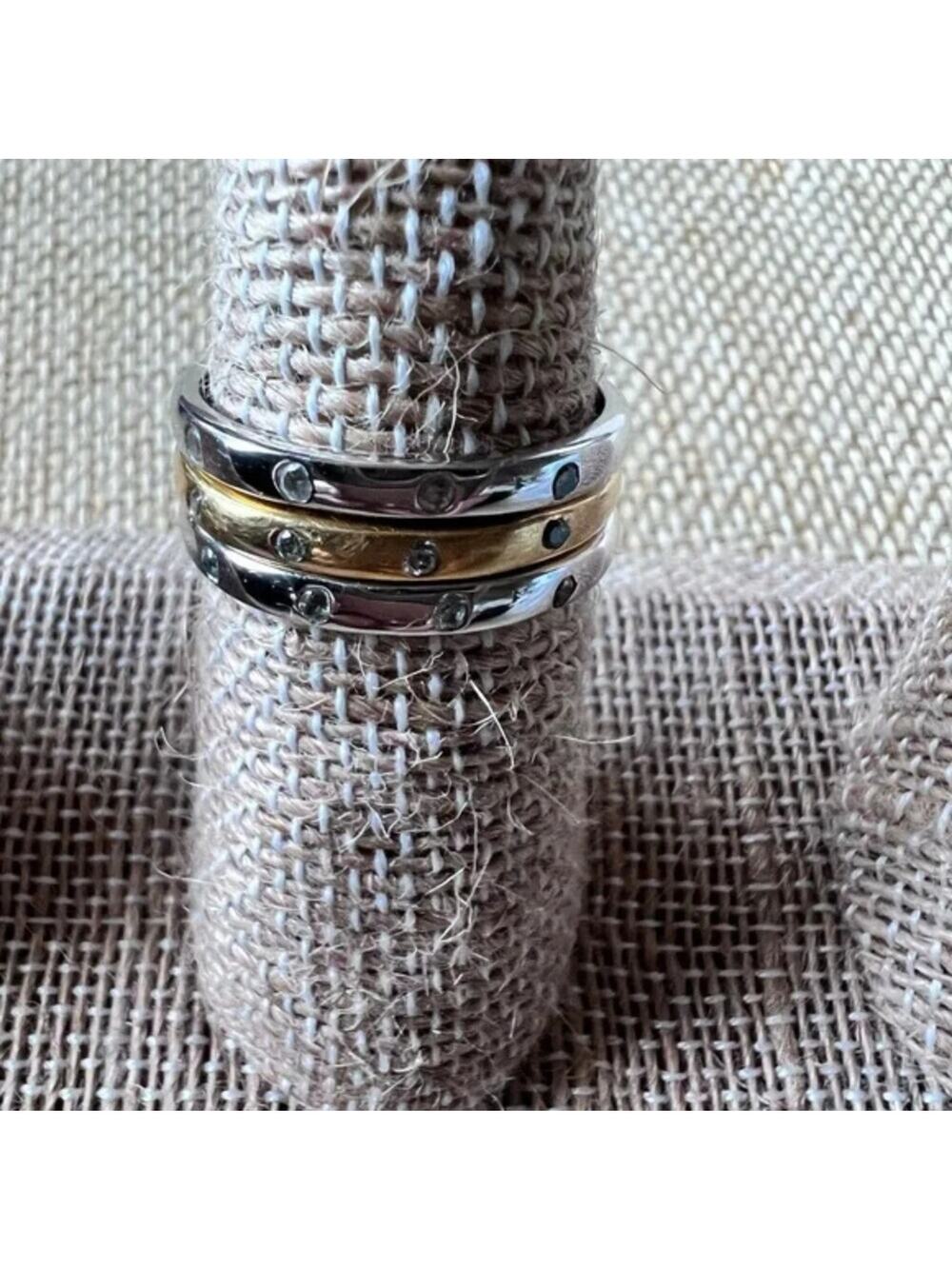 Canada 925 3 Stackable Rings 2 Silver 1 Gold all Sterling 8